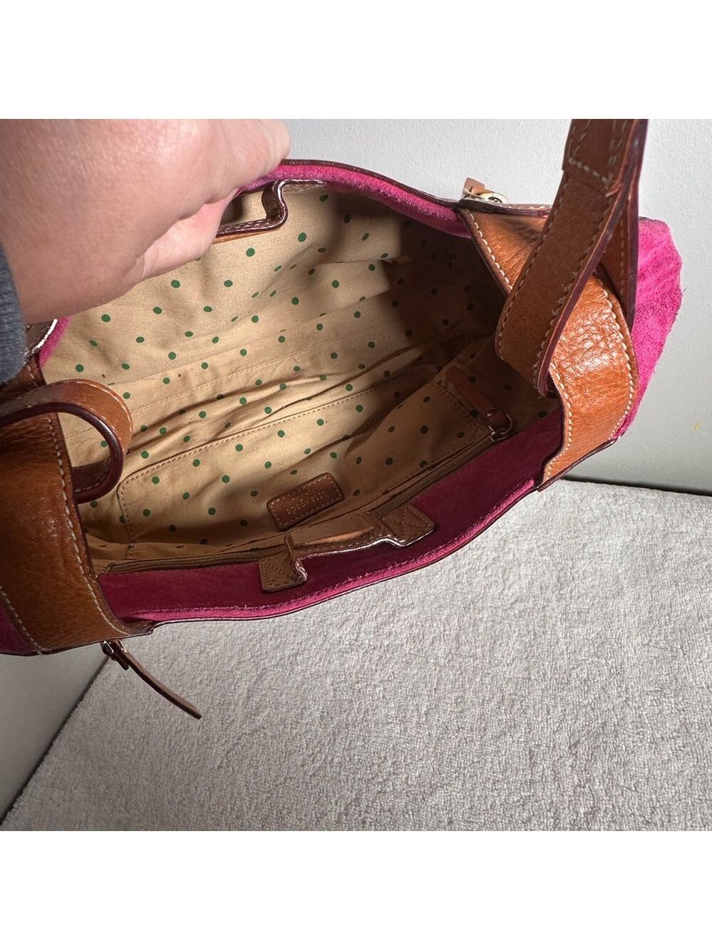 Kate Spade Pink Suede Handbag Vintage - Picture 9 of 10